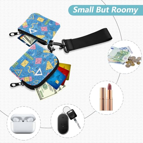 Math Calculation Dual Wristlet Wallets for Women Small Detachable Zipper Purse Wallet with Zipper Pocket for Lady 2 Packs2