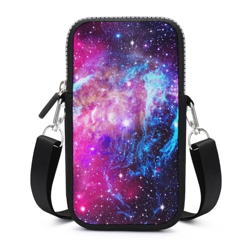Sac bandoulière portable femme pochette portefeuille universelle motif espace galaxie