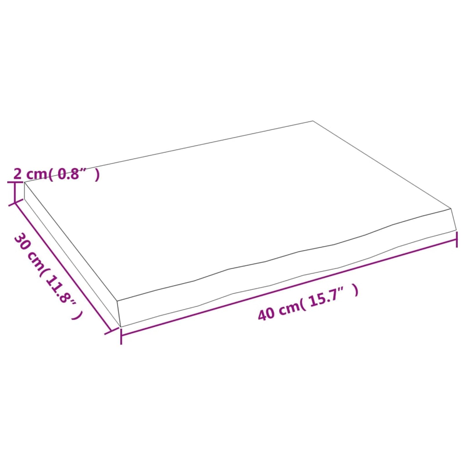 Encimera de baño Madera Maciza sin Tratar 40x30x2 cm, Encimera Cocina, Tablero para Mesa, Encimera Lavabo, Muebles De Baño - 3155993