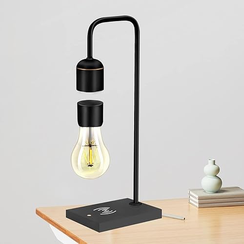 Miniatura 5 de MODIRNATION Lámpara de luna levitante moderna y única con cargador inalámbrico Qi integrado, diseño simple e innovador, luz LED decorativa cálida