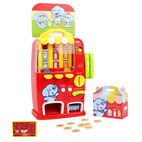 STOTOY Vending Machine Toys, Interactive Learning Electronic Educational Toys for 2 3 4 5 Years Old Kids, Drink Machine Toys with Coin or Credit, Pretend Play for Toddler Birthday