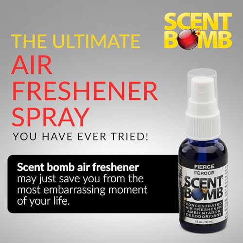 Image of Scent Bomb Air Freshener Spray, Long-Lasting Odor Eliminator - Effective Deodorizer for Home & Car, Fresh Room Spray for Kitchen, Bathroom & Smell Neutralizer - 1 oz Pack of 4, Fierce Scent