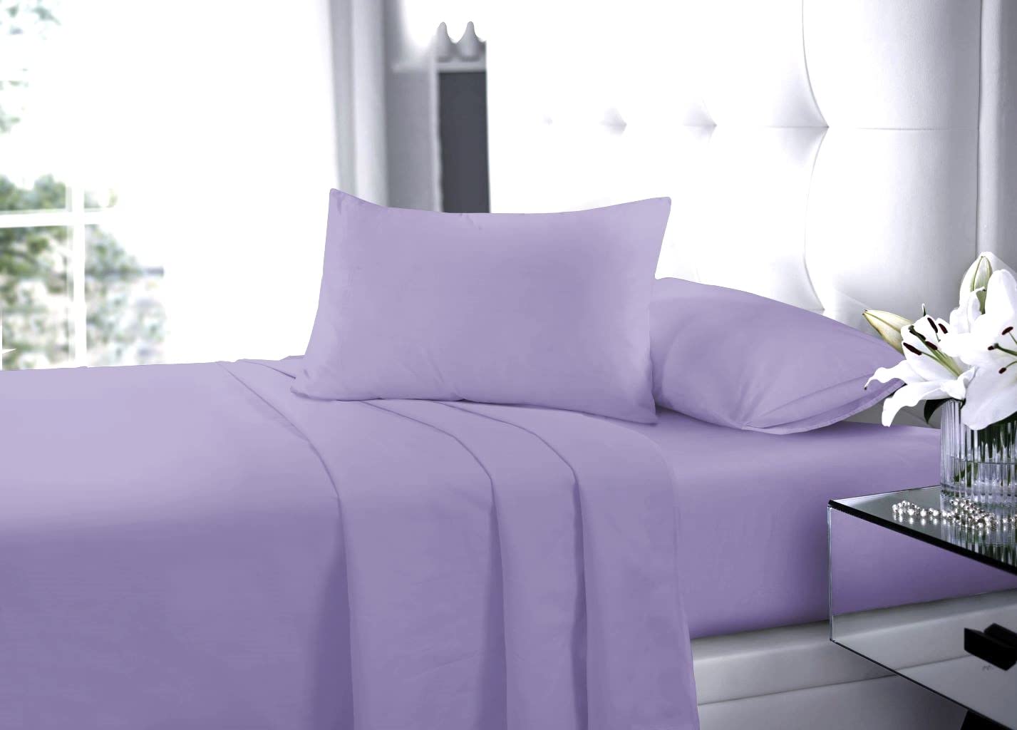 New Easy Care Soft Cotton Rich Polycotton Pillowcase Pair Only (Lilac, Pillowcase Pair)