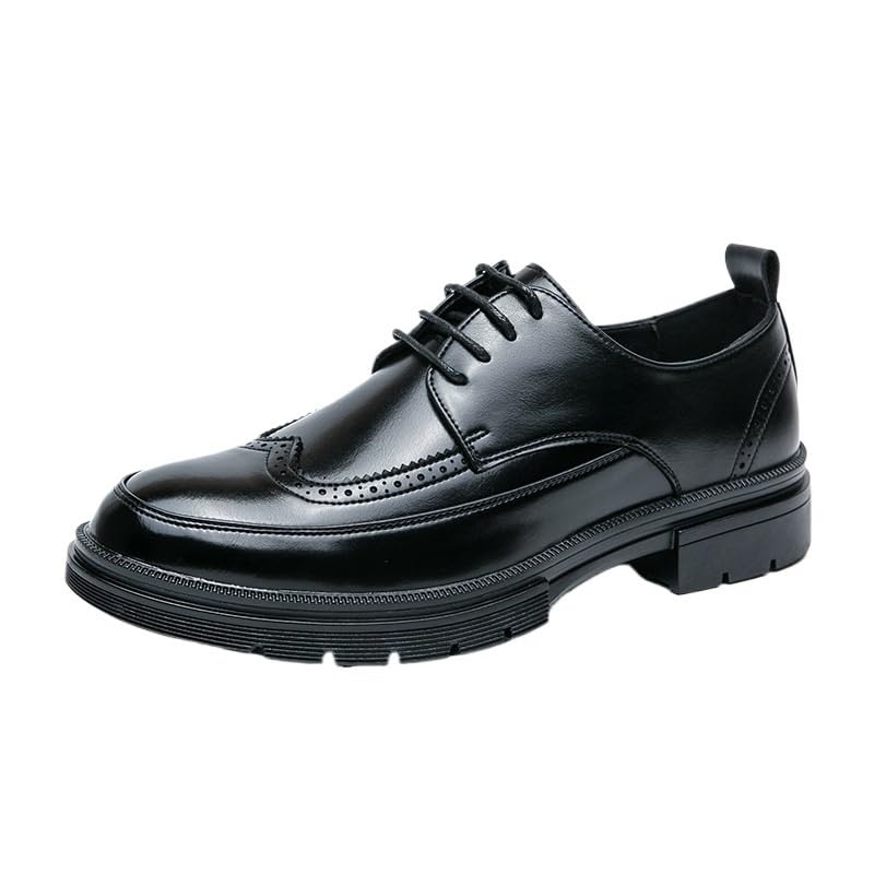 Men's Oxford Formal Shoes, Lace-up Leather Dress Shoes, Comfort Orthopedic Shoes for Men, Heightening Effect Business Casual Shoes, Black Leather Shoes for Banquet, Birthday Gifts for Men