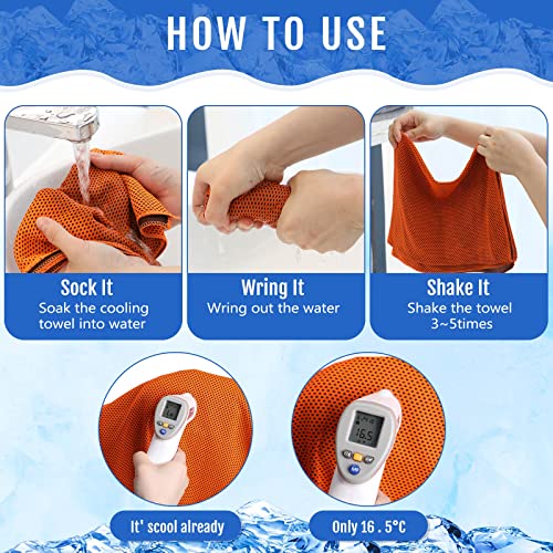 12 Pcs Cooling Towels For Face And Neck 12 X 40 Inch Workout Towels For Gym Fast Drying Hot Weather Gym Towels Sweat Rag Cold Cooling Cloth With 12 Bags For Athletes Sport Yoga Golf (Orange) #TOP3