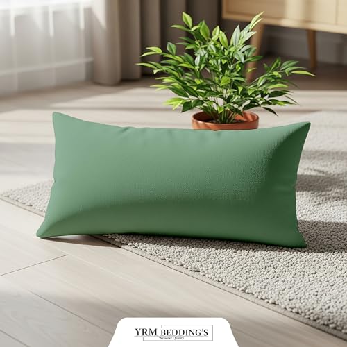 Image of 2 Piece Moss Green Pillow Cover 600 TC Egyptian Cotton Pillow Cover [20''x36''] Inches
