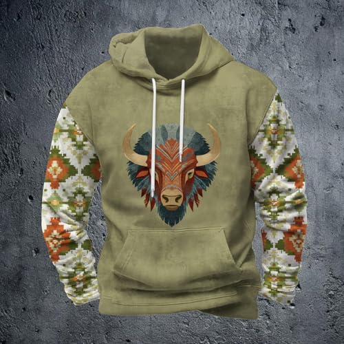 Men's Western Aztec Sweatshirt Vintage Print Hoodie Oversized Casual Lightweight Long Sleeve Fall Camping Outdoor Top4