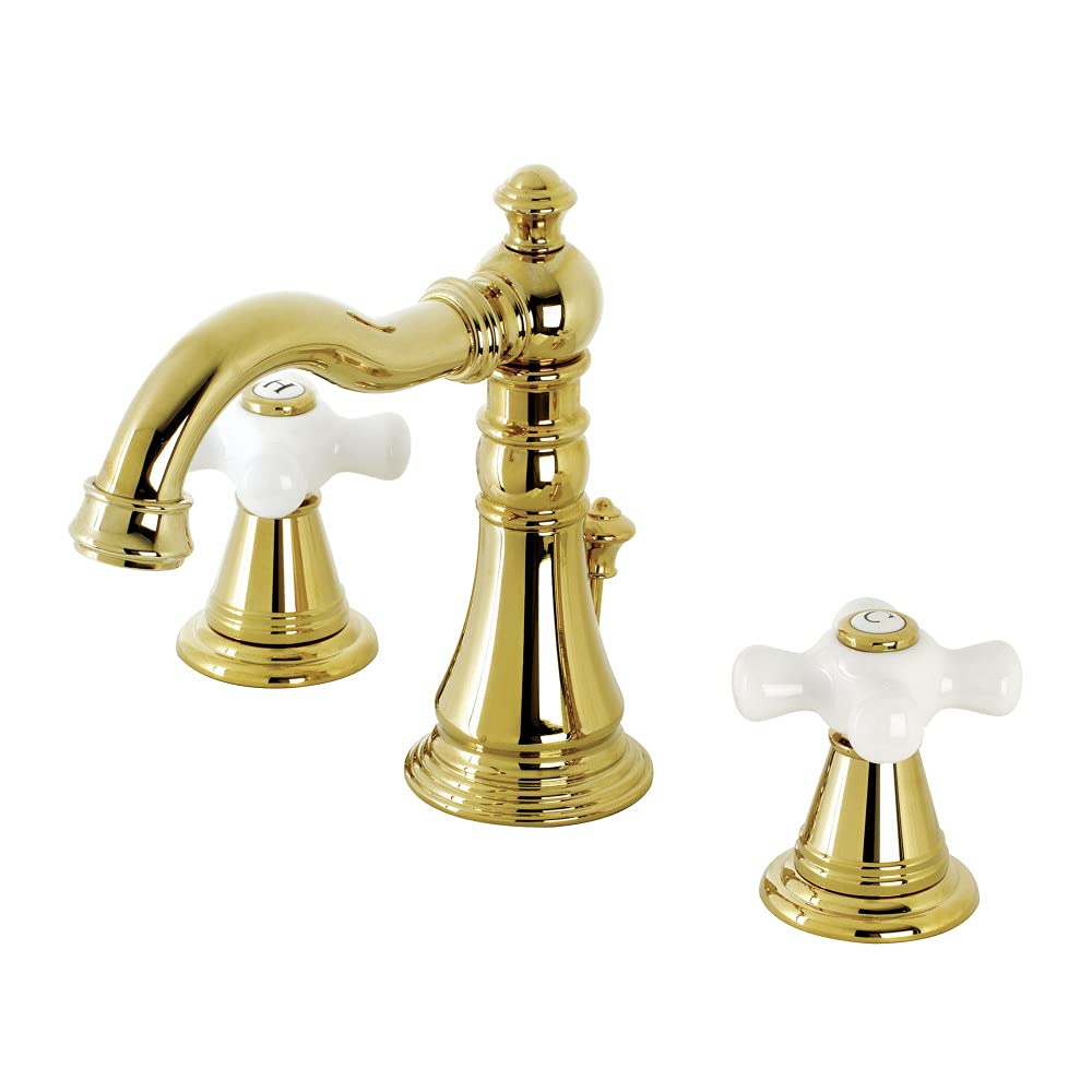 Robinet de salle de bain mélangeur trois trous style vintage en laiton poli brillant de marque