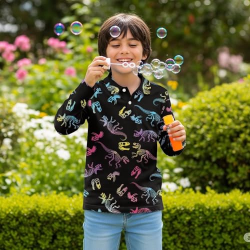 Kids Fall Golf Outfits 3-16Y Boys 1/4 Button Collared Tennis Shirts Comfy Long Sleeve Workout Tops Activewear3