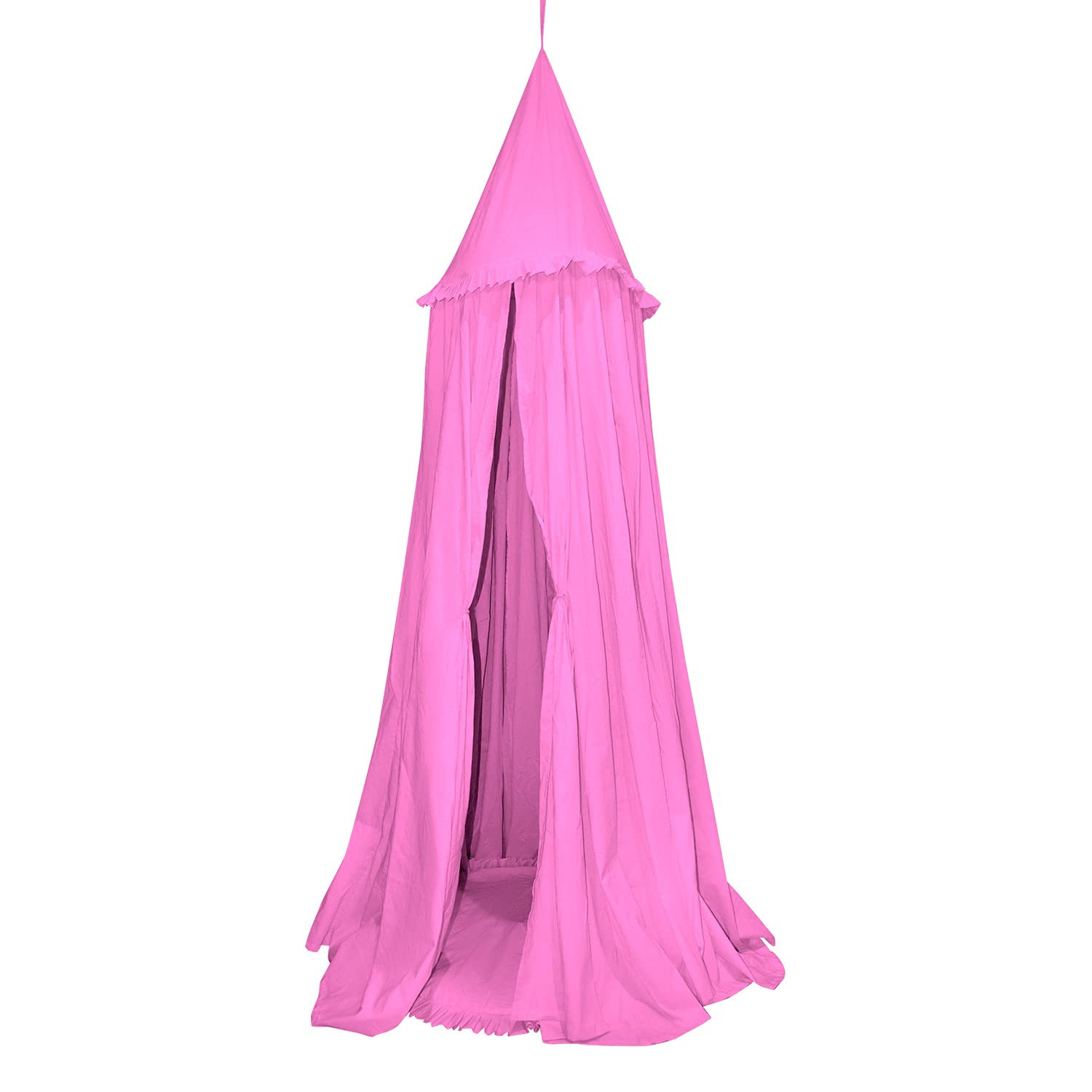 Next Day Art Teepee Play Tent for Kids Portable Foldable Flag House for Children Play Tents with Mat for Girl and Boy with Carry Case Canvas Playhouse Indoor and Outdoor with Baby Pillow Queen - Dark Pink