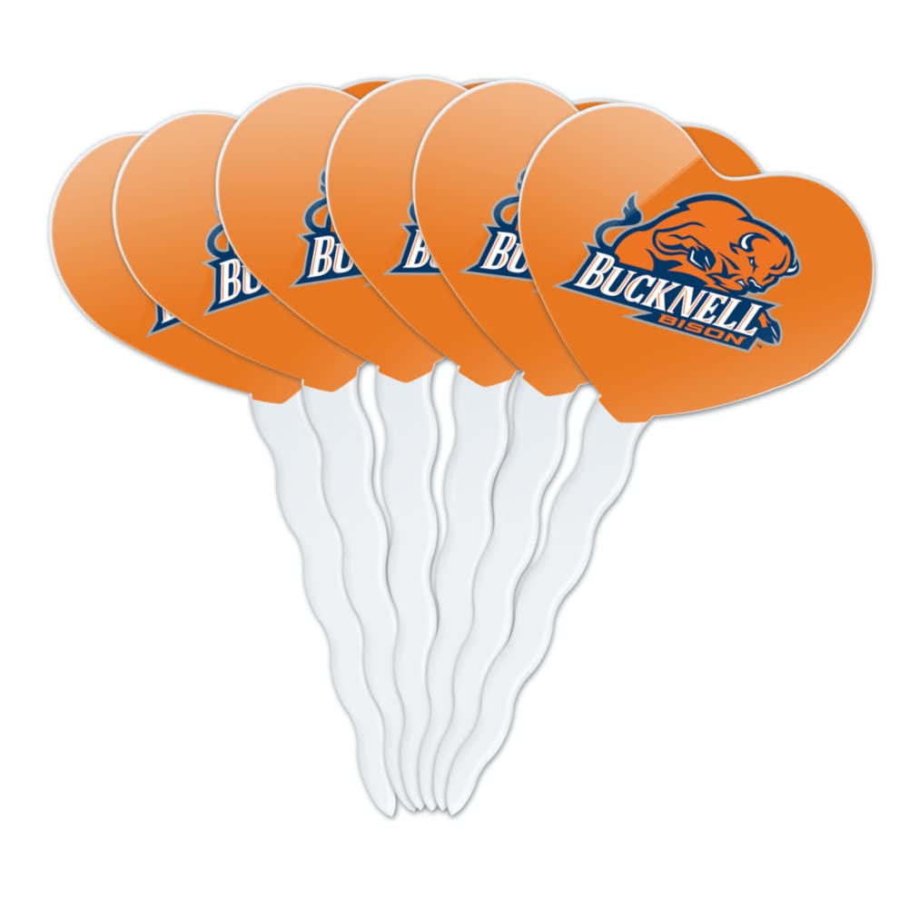 Bucknell Secondary Logo Heart Love Cupcake Picks Toppers Decoration Set of 6