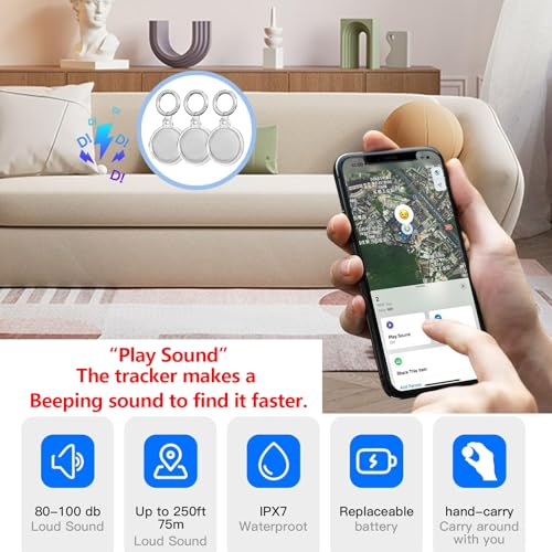 Image of 3 Packs Air Tracker Tags[Apple MFi Certified],Tracker Tags Work with Apple Find My (iOS Only),Bluetooth Tracker with Waterproof Case,Smart Keys Finder and Item Locator for Keys,Bags,Luggage,etc