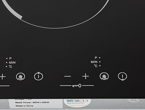 Miniatura 9 de Estufa eléctrica de cerámica, 2 quemadores, estufa eléctrica radiante con enchufe, bloqueo de seguridad para niños, control táctil del sensor,