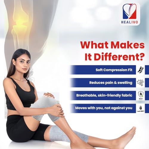 Image of Knee Cap Pair for Pain Relief & Knee Support | Compression Knee Sleeves & Braces for Gym, Sports, Workout, Running, Cycling & Exercise | Men & Women | M