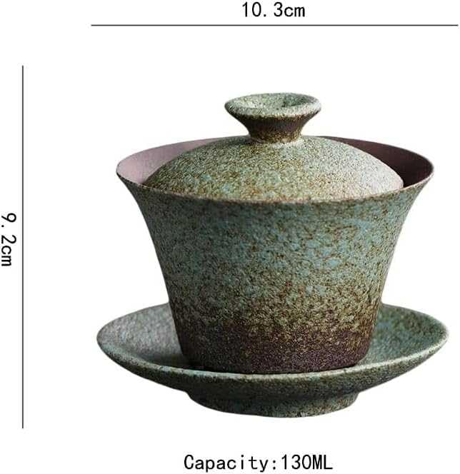 Taza de té de cerámica hecha a mano de Kung Fu – Taza de té de cerámica gruesa japonesa, juego de té pequeño retro en color verde