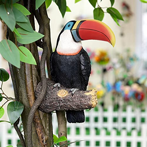 Virawa Toucan Tree Hugger Tree Decor Hanging Garden Statue 11.4 Inches High Multicolor Resin Tropical Animal Lawn Exotic Bird Sculpture Tree Decoration For Lawn Porch Yard Patio (Style2) #TOP1