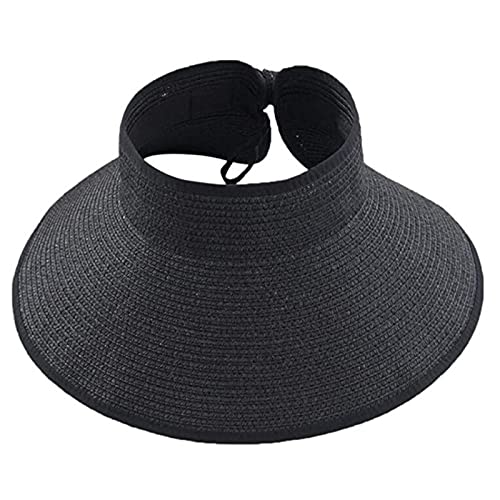 Chapeau de soleil en paille de plein air avec grand nœud pour femme active