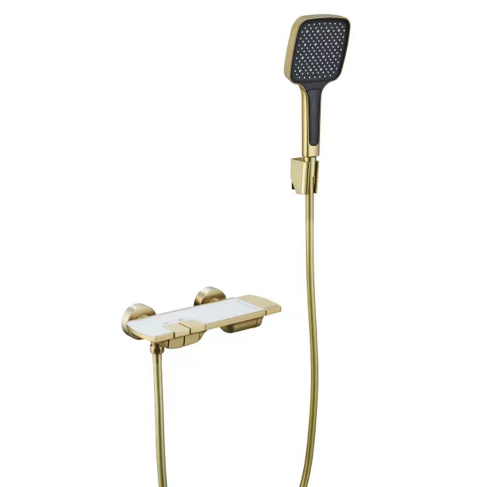 CWCQGH Bathtub Faucet, Bathtub Faucet with 3-Setting Handheld Shower, Wall Mounted Bathtub Faucet, Bath Shower Mixer Tap, Bathroom Shower Faucet Brass,White,Gold