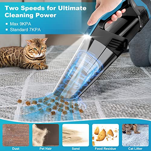 Cordless Car Vacuum Lightweight High Power Handheld Vacuum Cleaner with LED Light, Hand Vacuum for Car Home Office and Pet Hair, BlackBlue - Image 4