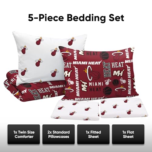 Foco BKTNBTW5PK Miami Heat Nba Team Color Bed In A Bag Comforter Bedding 5 Piece Set thumb #2