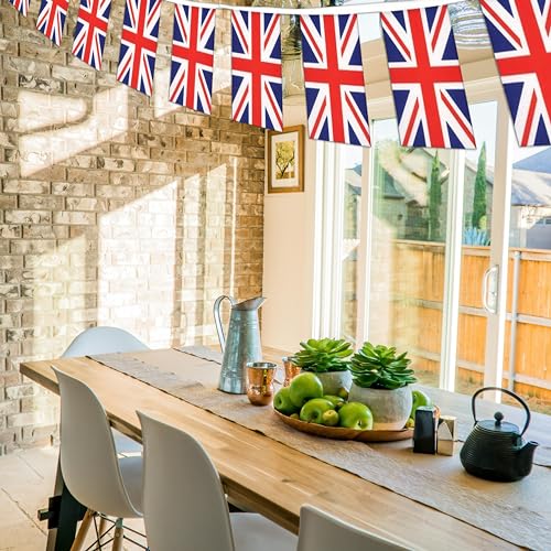 Image of UK Flags British String Flag Banners for Patriotic Events Independence Day Sports Bars Inside Outside Decorations 33 Feet 30 Flags