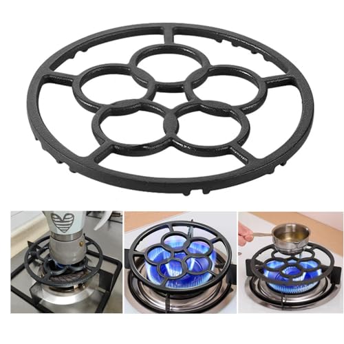 Gocoffun Cast Iron Wok Support Ring Stovetop Stand, Non Slip Gas Ring Reducer for Moka Pot Coffee Pot Small Saucepan, Reducer Ring Holder Trivets for Gas Stove Camping Stove