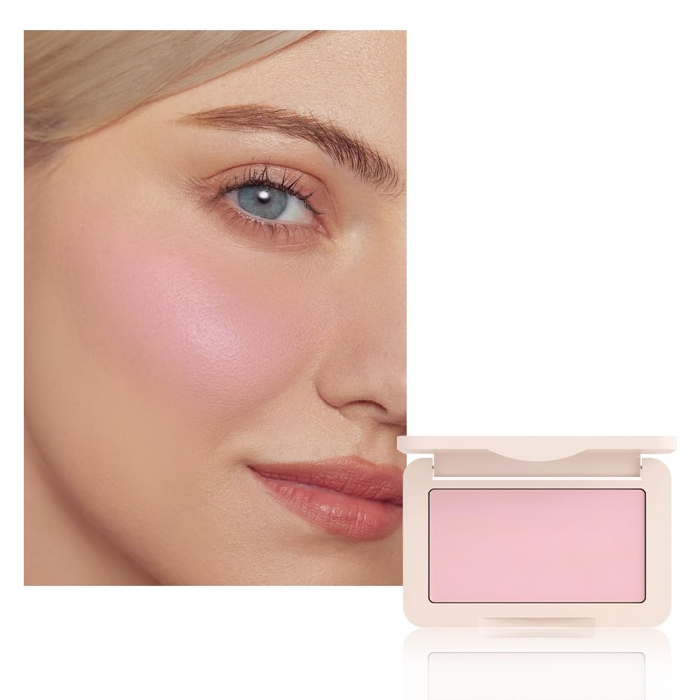 Nude Pink Matte for Face Cheeks Blush, Natural Cream Blushes Makeup Palette, Light Monochrome Blush Creamy Powder Palette Makeup for Older Women, Blushes Eyeshadow Foundation for Every Day 02