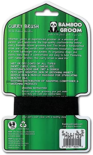 Alcott 2 Piece Bundle of Bamboo Groom Palm-Held Curry Brushes for Pets: Rubber and Boar Bristles