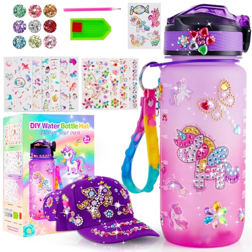 Hapikids Wasserflasche und Baseballkappe Mädchen Bastelset Kinder ab 6 Jahre,Geschenk Mädchen 3-9 Jahre Spielzeug ab 4-9 Jahre Mädchen Geschenke 3-8 Jahre Basteln Mädchen 8 Jahre Weihnachtsgeschenke
