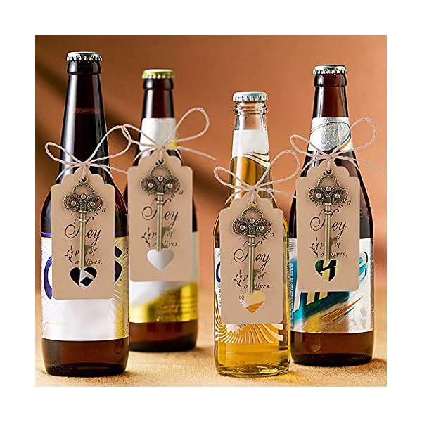 DXiongW 24 Piezas Regalo para Invitados de Boda Clave Abrebotellas con Bolsa Organza y Papel Estraza para regalos bodas… - Imagen 6