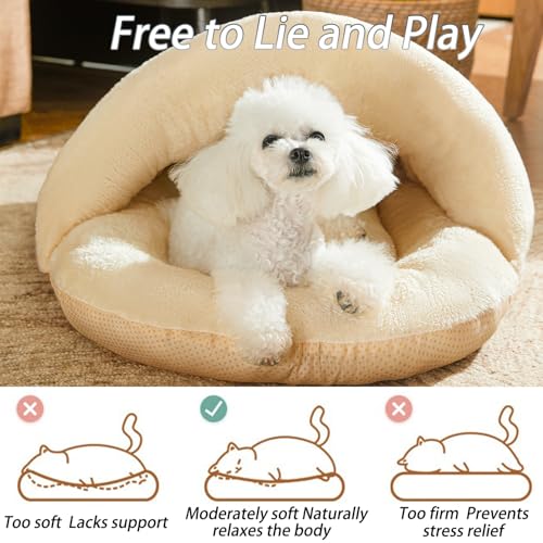 Bed for Dog and Cat, Pet Bed, Ultra Soft Cute Plush Slipper Cat Cave Bed, Anti Slip Warm Pet House Nest, Self-Warming, Ideal for Indoor Use - Fits up to 25lbs (30"X22", L, Green) - Image 6