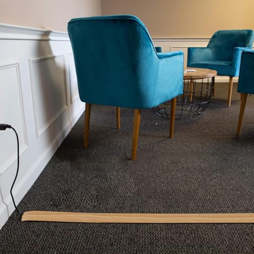 Image of Serplex 6.6Ft Self Adhesive Floor Cord Cover PVC Cord Hider Floor Cable Management Wire Protector Cover Soft Power Cable Protector for Offices,Gym,Exhibitions,Cable Cavity: 0.39 inch(W) X 0.27 inch(H),Brown