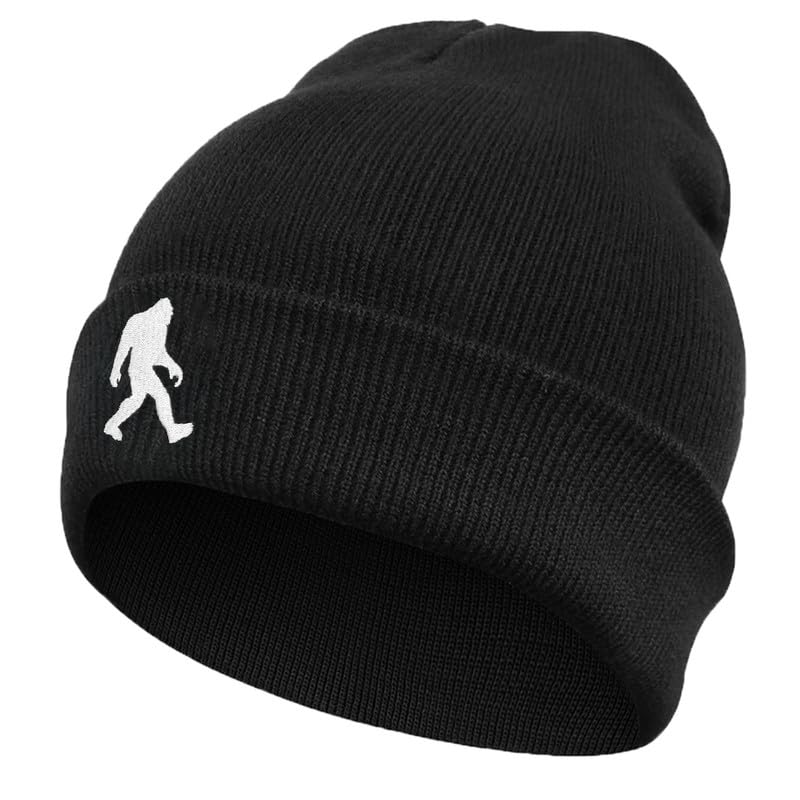 Image of Bigfoot Beanie for Men - Sasquatch Hat Winter Knit Cuffed Beanie for Women - Bigfoot Gifts for Christmas & New Year