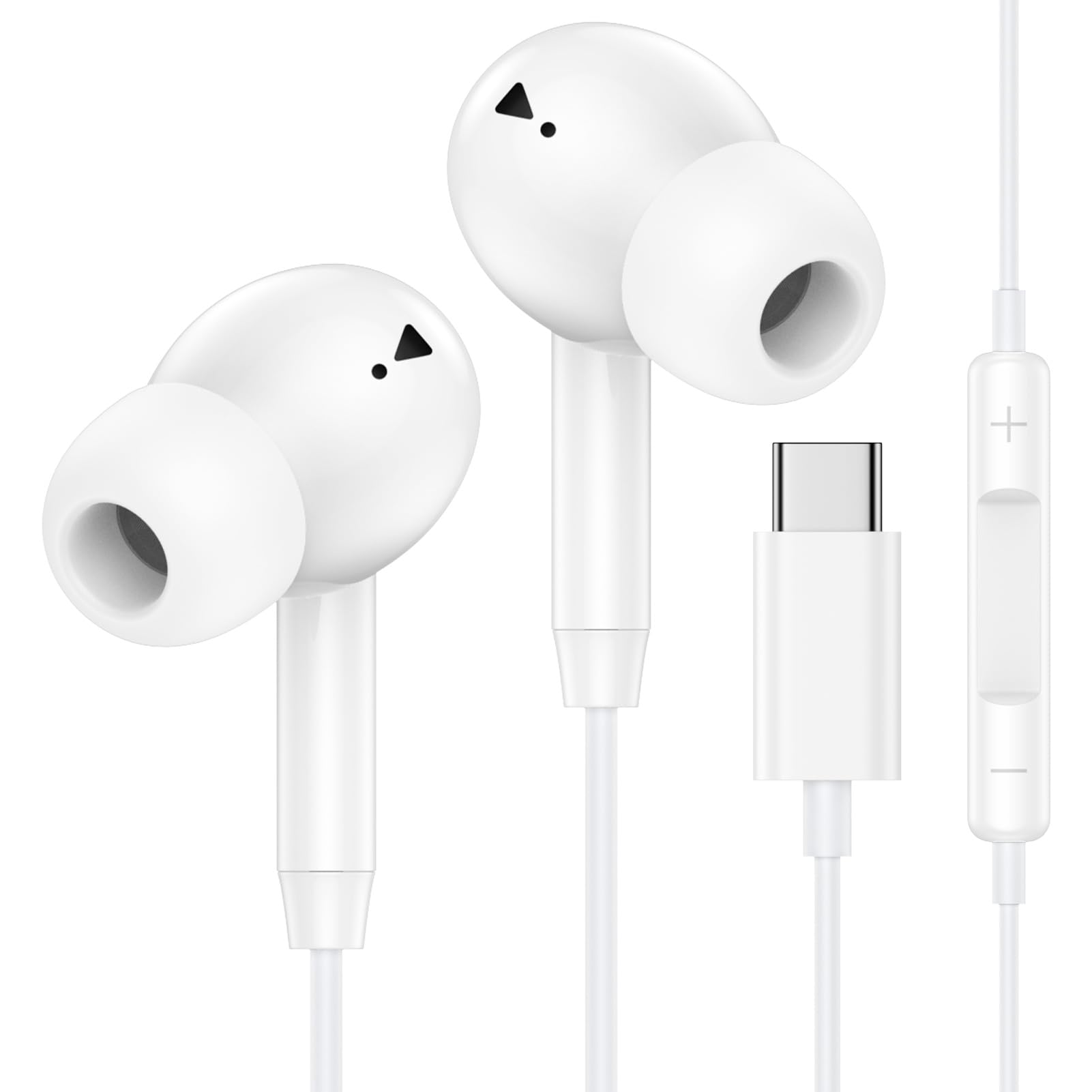 イヤホン 有線 タイプc【2026年新版 iPhone17/16/15対応】HiFi音質 重低音 クリア通話 リモコン付き type-c イヤホン 人間工学デザイン 快適な装着感 音量調節 高感度マイク 遅延なし パッド 小型·軽量 通勤/仕事/ランニング/iPhone17ProMax /Android/Galaxy/iPadなどに対応(ホワイト)