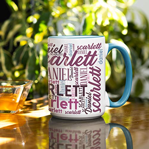 Personalized Coffee Mugs w/Word Cloud Art, 12 Colors & 9 Font Art, 15 oz. Custom Gifts for Couples, Men, Women - Red/White, Ceramic Keepsake Mug, Personalized Gifts - Image 5