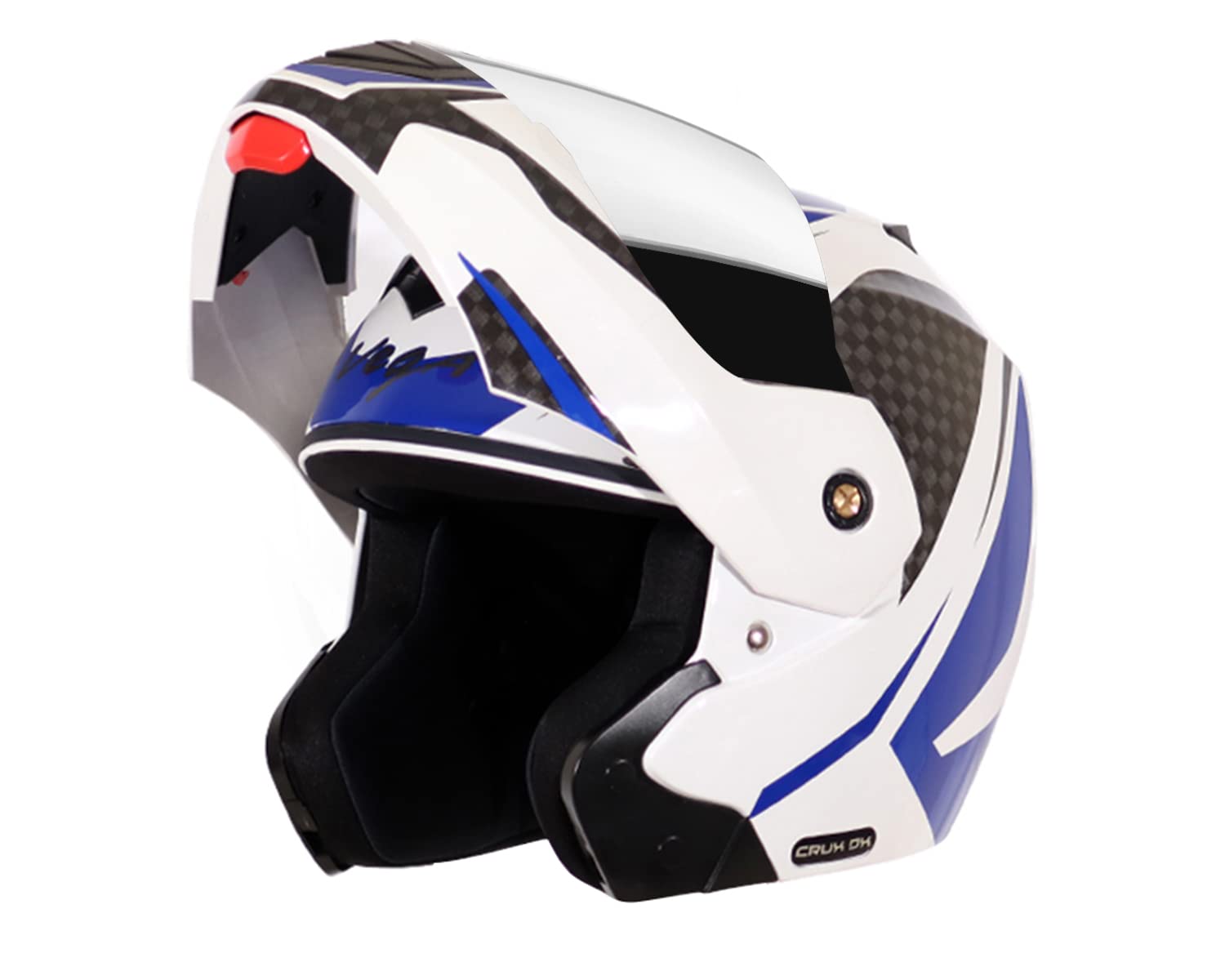 VEGA Crux Dx Checks Flip-Up Full Face Helmet White Blue, Size: L(59-60 cm)-image-42