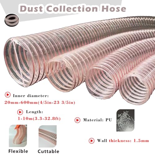 Tubo flessibile di ventilazione per aspirazione della polvere nei sistemi di aspirazione industriali del legno, design resistente alle forature e durevole