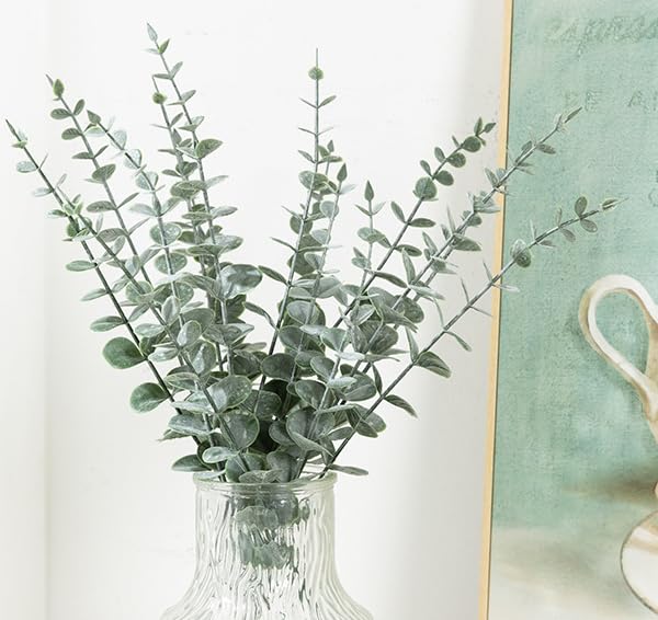 TOP-Pindu Artificial Eucalyptus Leaves, Eucalyptus Stem Plastic Artificial Plants 24 Bunches (Green), no - Image 2