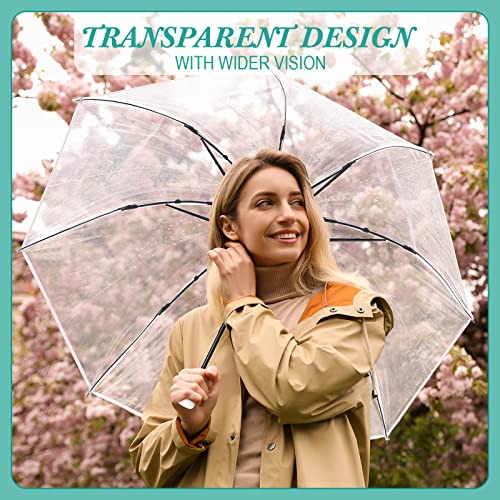 Sanwuta 12 Pcs Transparent Folding Umbrella Full Automatic Clear Foldable Auto Open Close Umbrellas for Rain Wedding3