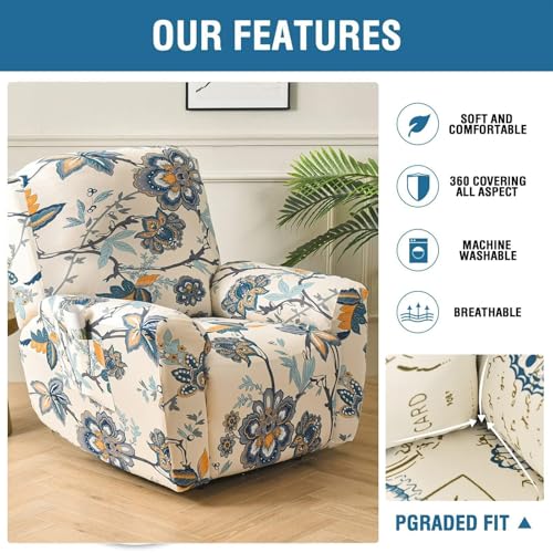 Image of Eco-Ancheng Recliner Slipcovers 4-Pieces Lazyboy Recliner Covers Recliner Couch Covers Recliner Chair Cover Non Slip Reclining Slipcovers with Storage Pockets Furniture Protector for Living Room