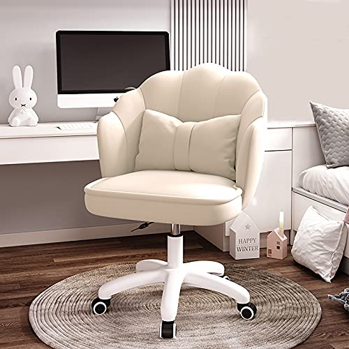 Chaise de bureau ergonomique blanche en velours confortable dossier pétale - 2