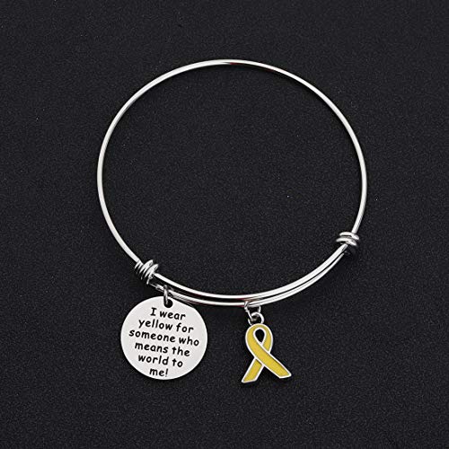 POTIY Yellow Awareness Ribbon Bracelet Bone Cancer Awareness Jewelry Gift Inspirational Bracelet for Endometriosis Bladder Cancer3