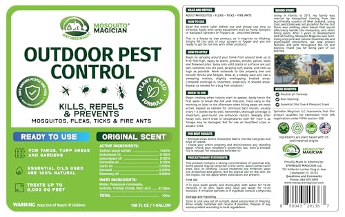 Image of Mosquito Magician Ready-to-Use Mosquito Yard Spray 1 Gal (original scent) - Kills Mosquitoes, Fleas & Fire Ants, Repels & Prevents Ticks - Essential Oil Formula for Sprayers, Foggers & Misting Systems