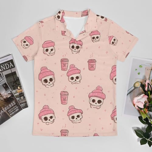 Boys' Classic Polo Shirts Short Sleeve Moisture-Wicking Golf & Tennis Shirts for Youth Teens Cute Pink Ghost Halloween3