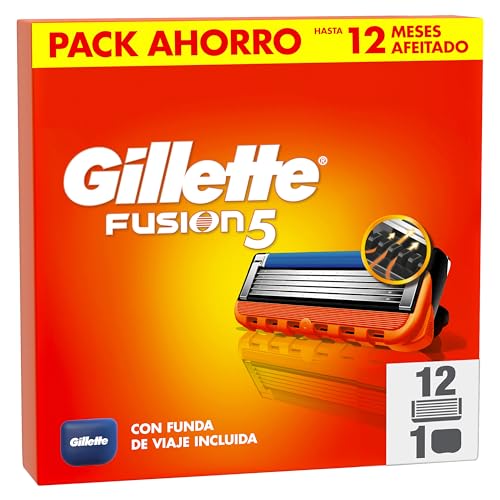 Gillette Fusion5 Pack de 12 Recambios Para Maquinillas De Afeitar, Cuchillas De Afeitar Con 5 Hojas, Banda De Gel Lubricante y Recortadora De Precisión Gillette Fusion5 Pack de 12 Recambios Para Maquinillas De Afeitar, Cuchillas De Afeitar Con 5 Hojas, Banda De Gel Lubricante y Recortadora De Precisión
