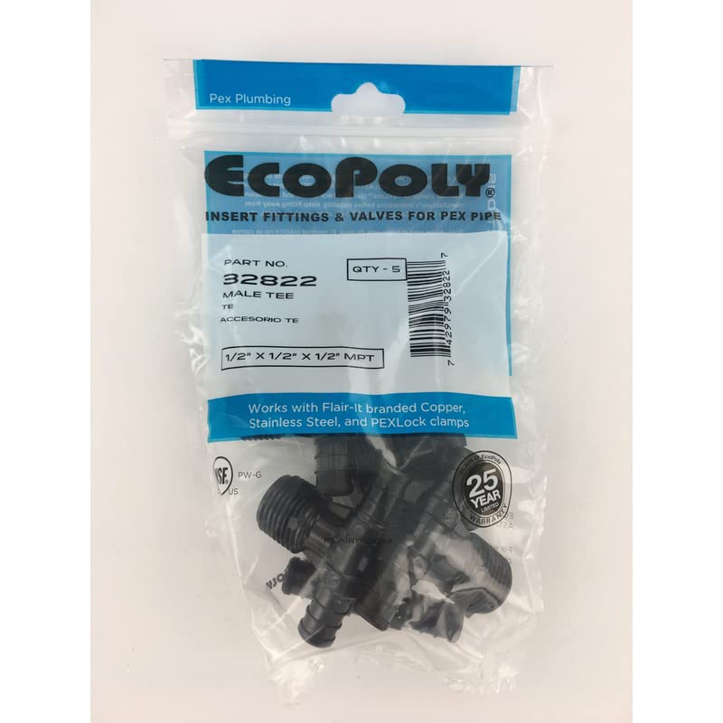 Ecopoly 32822 PEX Tee, 1/2