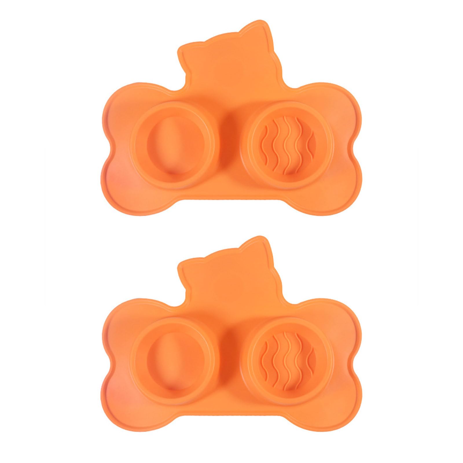 GRABAGECAN Cats Feeding Bowls with Suctions Cup 2 in 1 Feeders Double Bowl Mat Silicone Pad with Suctions Cup Mat Silicone