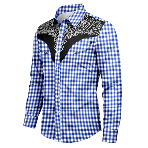 Chemise légère homme imprimée à carreaux avec manches longues Western