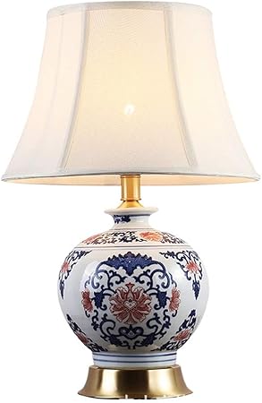 USMJQVZ USMJQVZ 18.9-inch Chinoiserie Floral Ceramic LED Table Lamp Bedroom Living Room Office Bedside Desk Nightstand Table Lamp for House Home