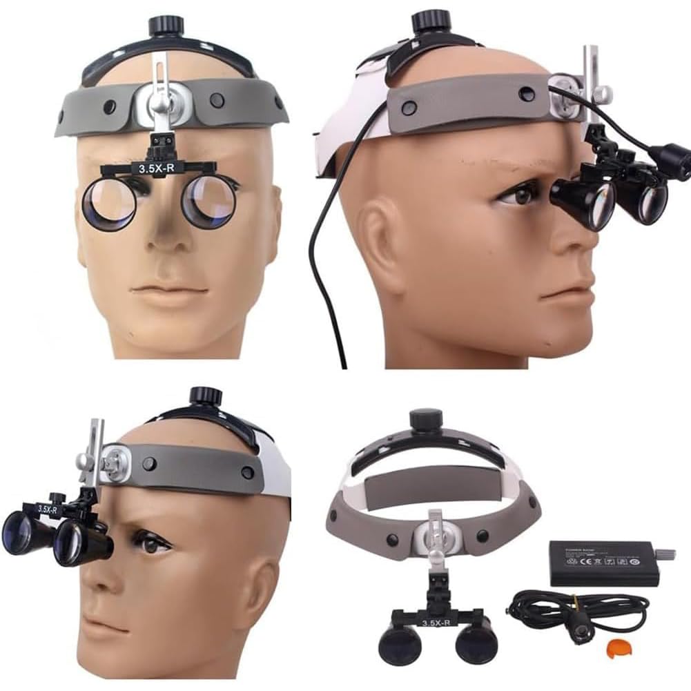 Orale Zahnärztliche Lupenbrille, 2,5X / 3,5X Chirurgische Fernglaslupen, Mit LED-Licht Und Filter, 350-480mm Arbeitsabstand, Für Medizinische HNO-Untersuchungschirurgie